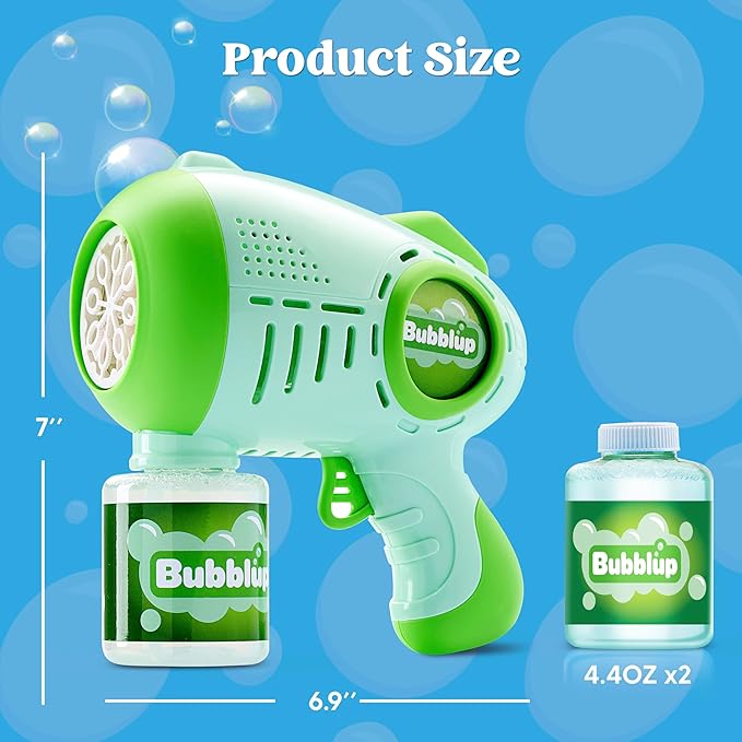 JOYIN 2 Packs Bubble Guns with 4 Bottles Solution, 8 Holes Light Up Automatic Bubble Machine Gun for Kids, Adults, Summer Toys, Easter Basket Stuffers, Birthday Gift, Party Favors