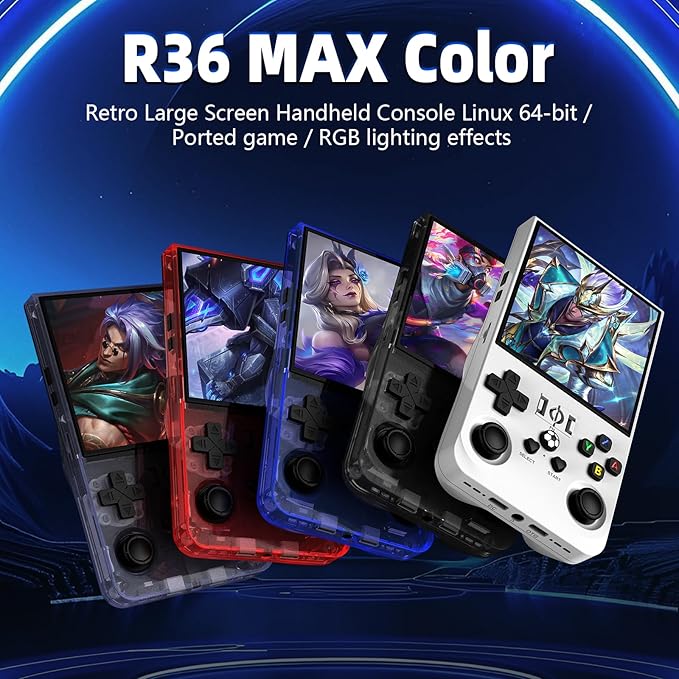 R36MAX Retro Handheld Game Console, 18000+ HD Games Mini Retro Video Console, 4.0 Inch IPS Screen, 64GB Memory, Portable Arcade Video Gaming Console Gift for Adults, Red