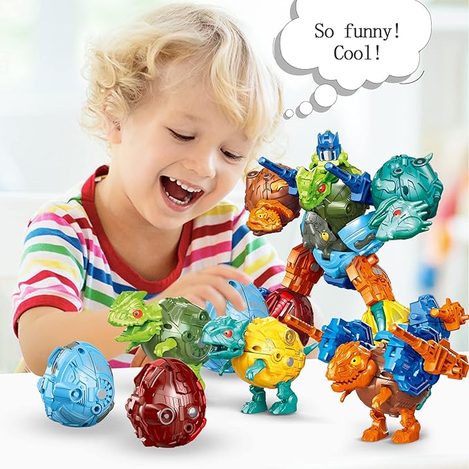 6 in 1 STEM Dinosaur Robots Transformed Toys Set,Toddler Toys for Kids Boys Ages 6 7 8 9 10+,Dinosaur Toys Christmas Birthday Gifts