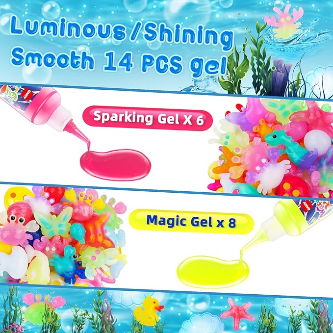 Magic Water Elf Toy Kit, Aqua Fairy Water Gel Kit with 14 Magic Gels, 12 Shape Molds, Aqua Fairy, Magic Water Elf, Children's DIY Magic Water Gel Kit, Magic Elf Water Toy for Kids