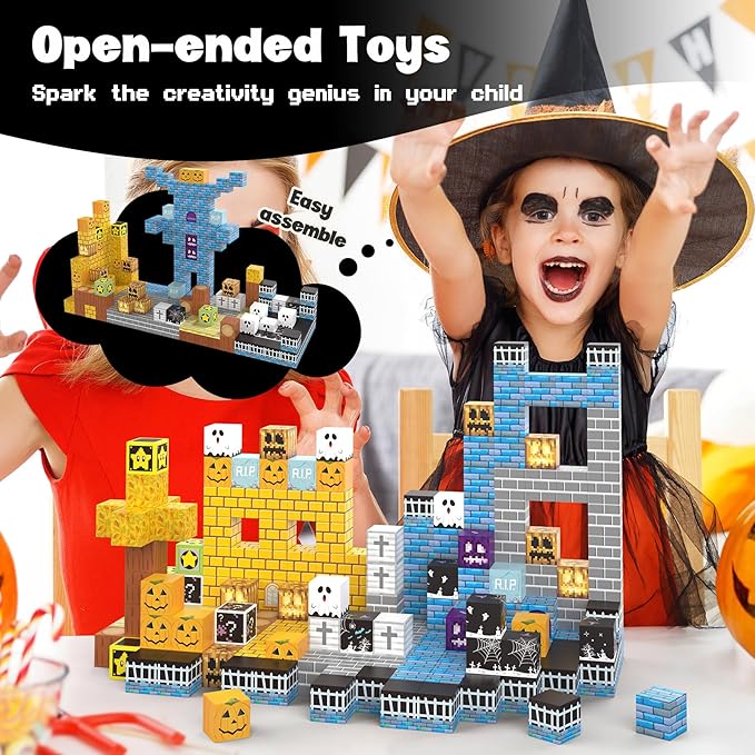 Magnetic Blocks 216Pcs Night Style, Magnetic Building Blocks for Boys 6-8, Construction Toys, Toys Gift for 6+ Year Old Kids
