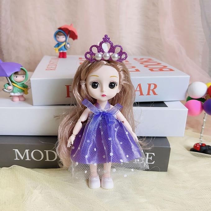 Thcbme 6 Pcs 6 Inch Princess Girl Mini Dolls, Small Princess Dolls, Little Girl Miniature Dolls for 3+ Year Old Girls