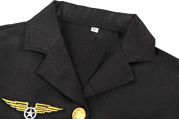 Flight Attendant Costume for Kids Stewardess Costume Set for Girls’ Career Day 100 Days of School Halloween Dress Up