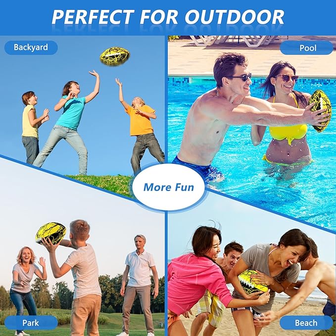 Jasonwell Pool Beach Water Football - Waterproof Football Strong Grip Fun Pool Toys Games for Swimming Pools Beach Lake Park Backyard Outdoor Play for Kids Children Teens Adults Family