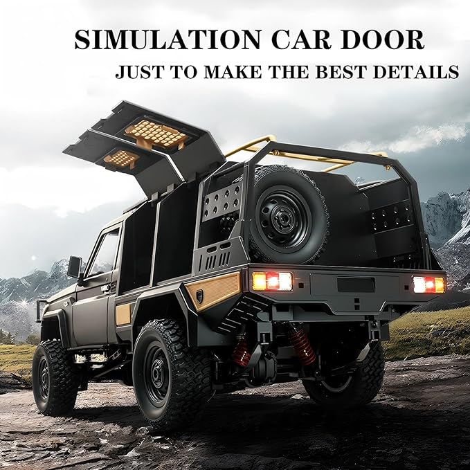 MN82S RC Rock Crawler, 2.4Ghz Toyota Remote Control Truck, 4WD 2 Speeds Switch RC Crawler Off-Road Pick-up with 2 Upgraded 1200mah Battery, 1/12 Scale Trucks (with Gift)