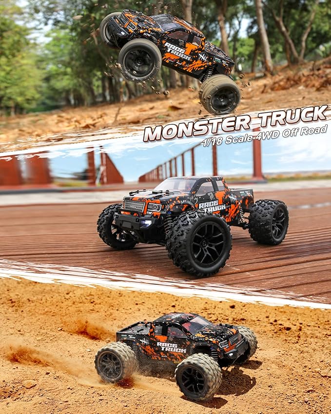 HAIBOXING 1/18 Scale RC Monster Truck 18859, Hobby Grade 4X4 Off-Road Truck Max Speed 36km/h, RC Cars for Adults and Kids Play Simultaneously Without Signal Interference, Two Batties for Each RC Car