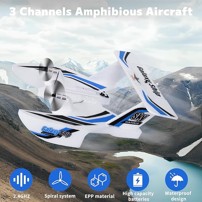 Hobby RC Airplanes - Sea Land & Air RC Plane KF603, 2.4GHZ Waterproof Rc Aircraft & 6-Axis Gyro Stabilization Systemfor with Beginners Adults Kids RC Float Plane for Enthusiasts