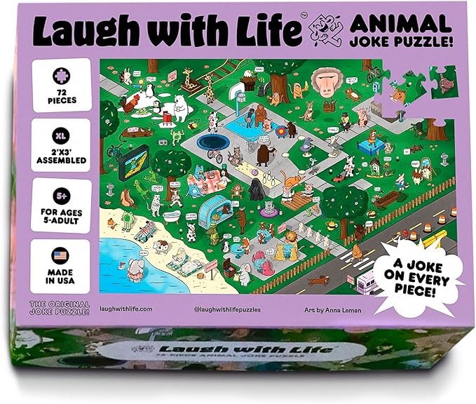 72 Piece Animal-Themed Joke Floor Puzzle for Kids – Fun Educational Puzzle with a Joke on The Back of Every Piece – Made in USA – Perfect for Ages 5+, XL Puzzle Size Assembled 24" x 36"