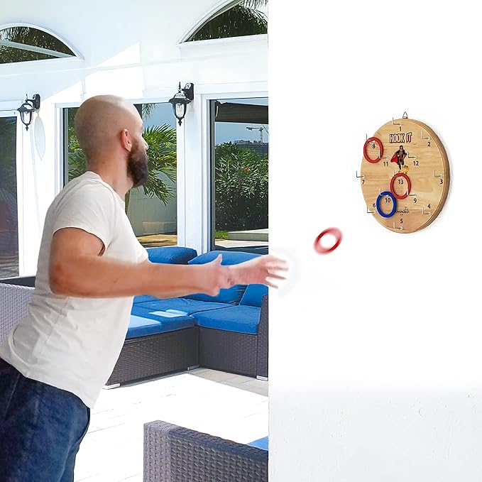 Hook It Ring Toss Game for Kids & Adults – Includes 24 Rings and Extra Hook – Indoor & Outdoor Games for Family and Friends – Safe Alternative to Darts