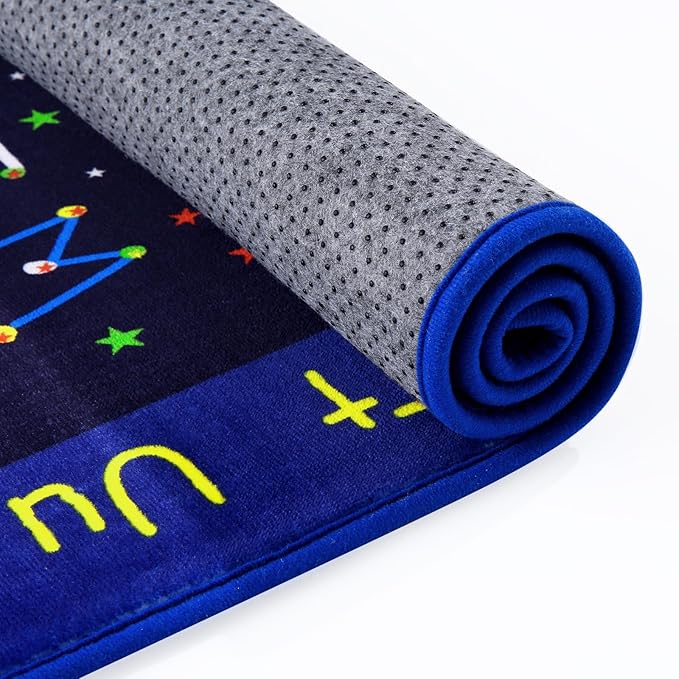 Solar System Kids Area Rug 5x7 Outer Space Rugs Ultra Soft Low Pile Universe Planet Theme Kids Play Mat Non Slip ABC Alphabet Educational Toddler Carpet for Classroom Bedroom Playroom Blue