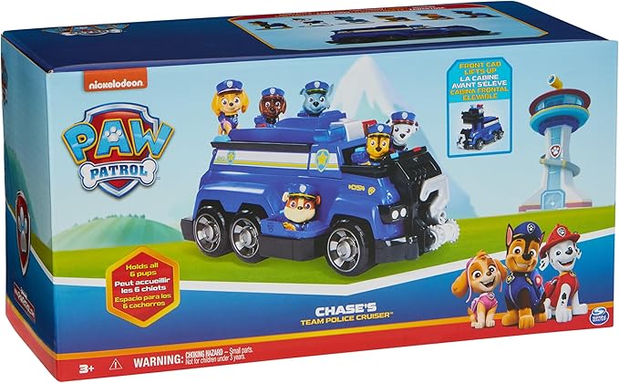 PAW Patrol Team Cruiser, Large Scale Vehicle with Exclusive Chase, Marshall, Skye, Rubble, Rocky & Zuma Action Figures, Toys for Boys & Girls Ages 3+