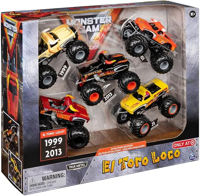 Monster Jam, Evolution Edition El Toro Loco, 5 Exclusive Die-cast Monster Trucks for Kids Ages 3 and Up