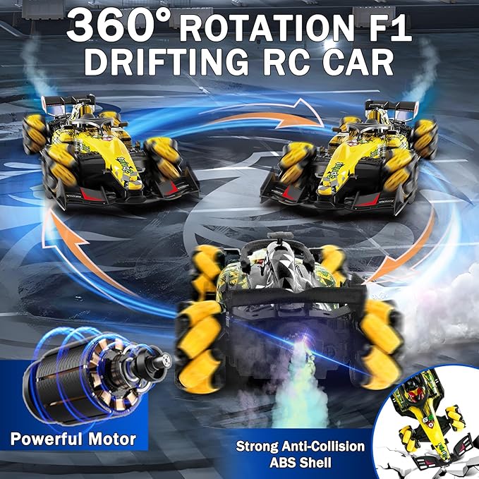 Gesture Sensing Remote Control Car, F1 RC Stunt Car 1:14 Scale 4WD 2.4GHz 360 ° Rotating RC Cars Toy for Kids with Spray Lights RC Drift Car Boys Girls Gifts Birthday Xmas for 6-12 Year Old