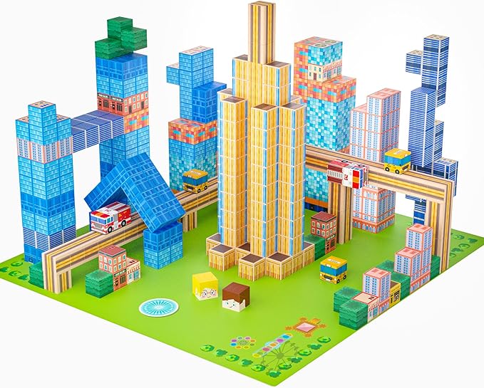 Magnetic Blocks, Modern City Edtion, Magnetic Building Cubes Boys & Girls Toys Age 3-5 4-8 5-7 Sensory Gift for Kids,Magnets Cubes,Upgraded STEM Gift, 1.2 Inches,