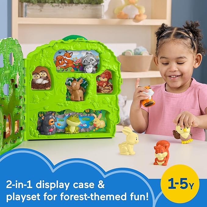Fisher-Price Little People Toddler Toy Forest Friends Carry Case Playset with Animal Figures for Pretend Play Kids Ages 1+ Years