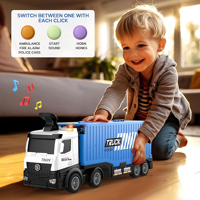 Carrier Truck Race Track Toddlers Toys, Foldable 3 Layer Track Playset, Toy Truck Transport Car Carrier & 8 Race Cars, Truck Car Kids Toys Xmas Gifts for Age 3 4 5 6+ Years Old Boys Girls