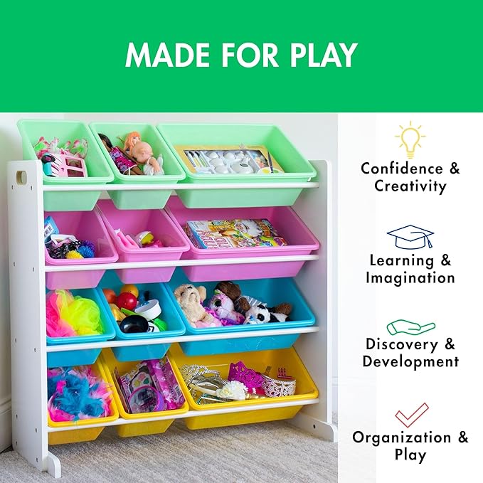 Humble Crew, White/Pastel Kids' Toy Storage Organizer