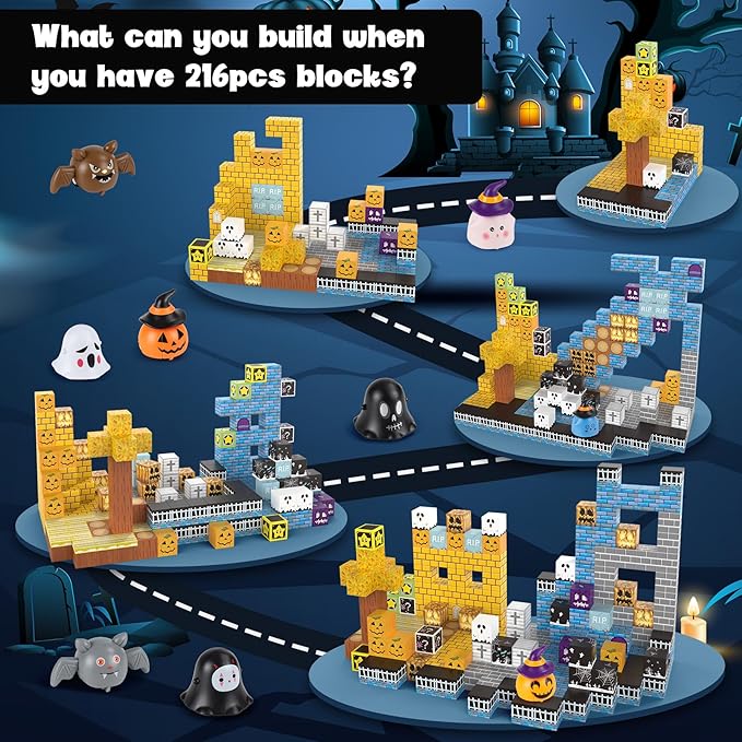 Magnetic Blocks 216Pcs Night Style, Magnetic Building Blocks for Boys 6-8, Construction Toys, Toys Gift for 6+ Year Old Kids