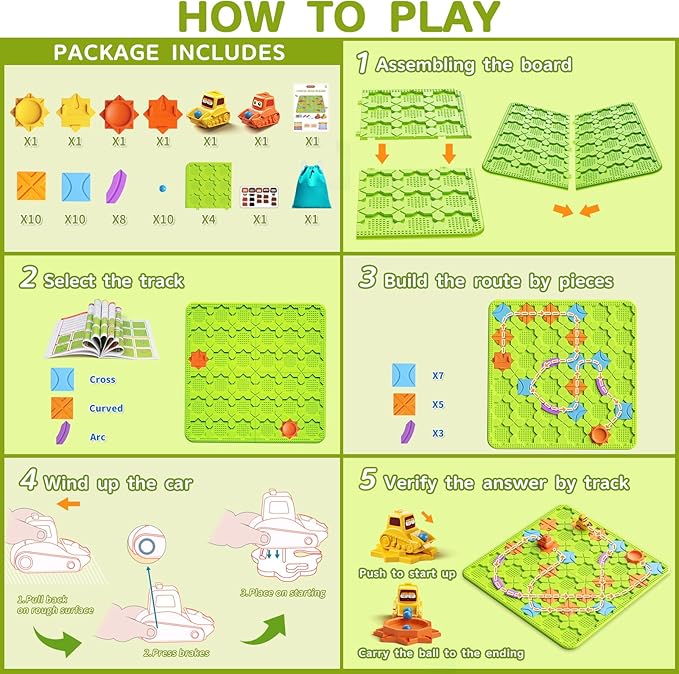Logical Road Builder Puzzle Games, STEM Learning Toys for Kids Ages 3-8, Montessori Preschool Educational Toys for Fine Motor Skills, Creative Construction Gifts, 200+ Routes & Storage Bag Included