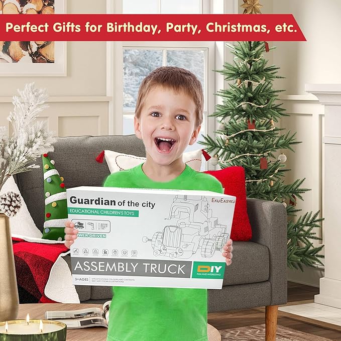 11inches Large Take Apart Trucks Army Toys for Boys Girls Kids 3-10 Year Old Radar Trucks Toys with Electric Drill Assembly Toy