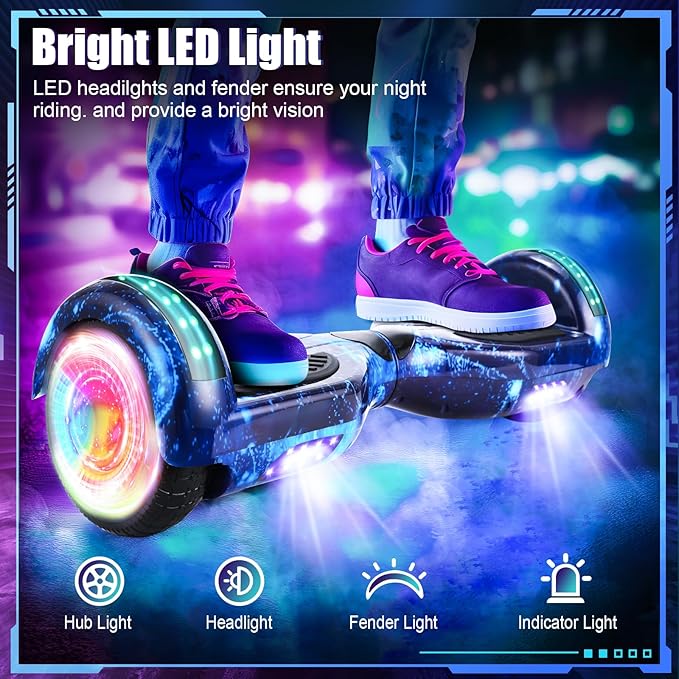 Self Balancing Scooters with Bluetooth & Corlorful LED Lights, Gifts for Kids & Adults & Girls & Boys, for All Ages