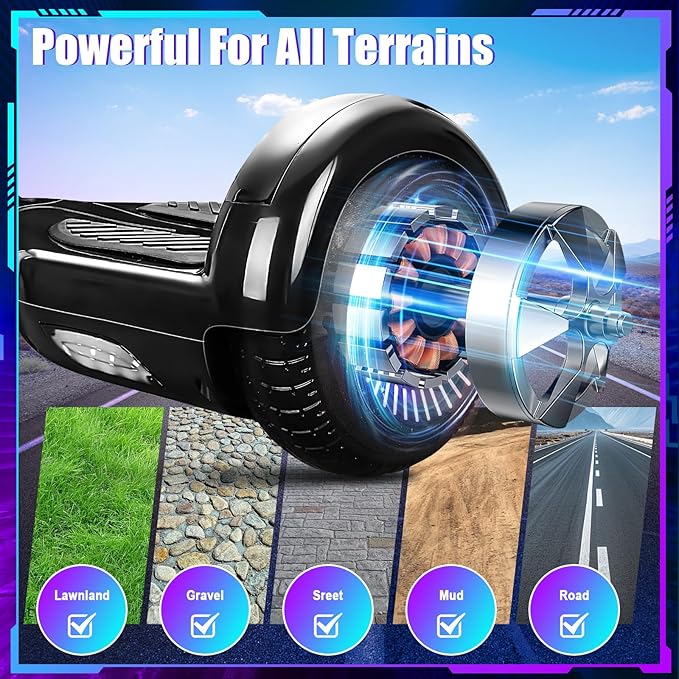 Self Balancing Scooters with Bluetooth & Corlorful LED Lights, Gifts for Kids & Adults & Girls & Boys, for All Ages