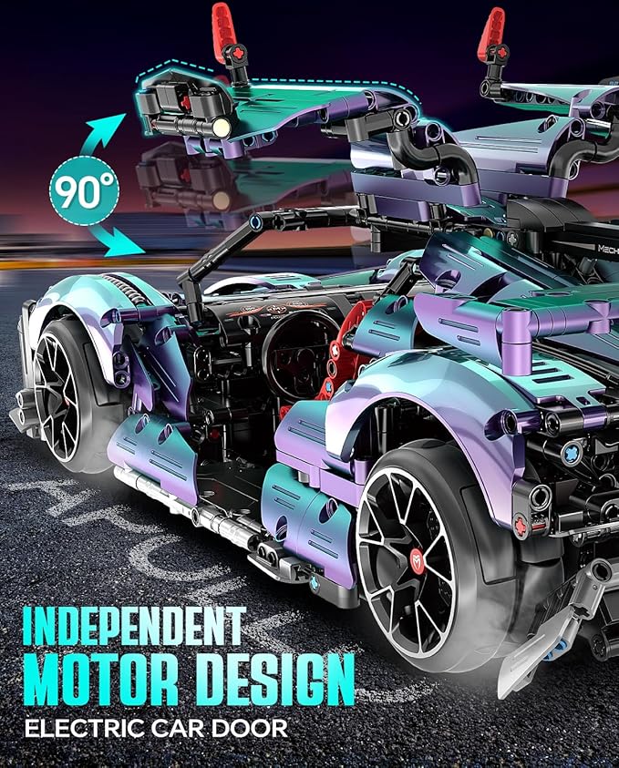 BAV Super Plated Sports Car Building Kits, Adult Collectible Model and Race Engineering Toy Set, 1:10 Scale Electric Driftable Remote Control Sports Car for Adults Men Teens