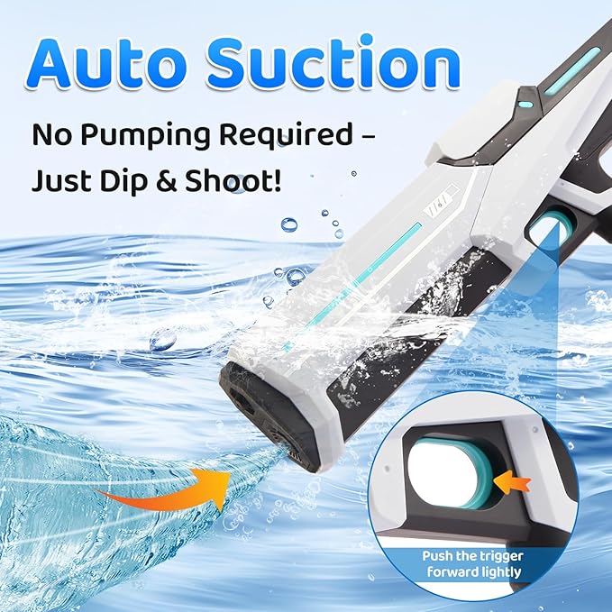 Electric Water Gun with Auto-Suction, 32FT Long-Range Spray & Expandable Bottle Capacity