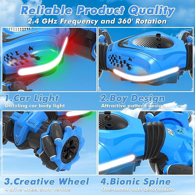 Gesture RC Car, Gesture Sensing RC Stunt Car Toy for Boys Girls, 360° Rotate 4WD Drift Off Road with Lights Music, Best Birthday Gift Toys for Kids Age 8-13 6 7 8 9 10 11 12 Years Old