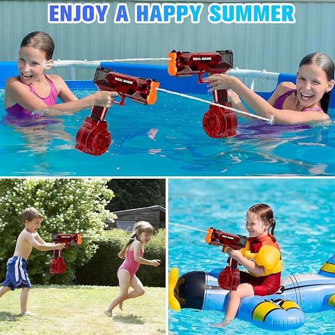 artcool Stronger Electric Water Gun for Kid/Aldult,Transparent Automatic Squirt Guns High Powered IP67 Waterproof, Water Guns with 400 Ammos for Outdoor Summer Beach Pool (Red)