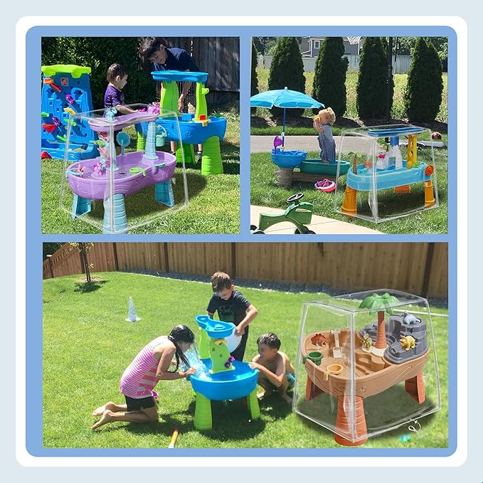 Kids Water Table Cover, Fit Step2 Rain Showers Splash Pond Water Table Waterpark Play Table Cover Outdoor Toys Cover - (Cover Only) Transparent PVC (Transparent)