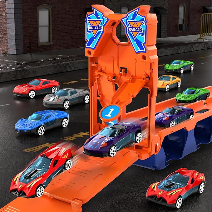 78-Inch Cars Trucks Toys for Toddlers 1-3 2-4 3-5 4-7 Years Old Boys Kids, Transport Truck with 24 Pcs Die-Cast Cars, Toy Gifts for 3 4 5 6 Year Old Boys, Toddler Gift Toys Ages 3-5 4-7