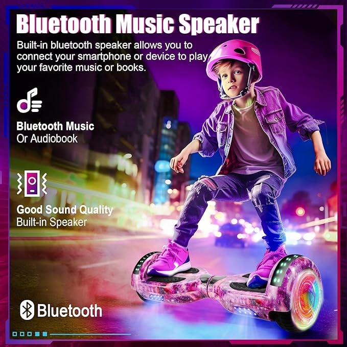 Self Balancing Scooters with Bluetooth & Corlorful LED Lights, Gifts for Kids & Adults & Girls & Boys, for All Ages