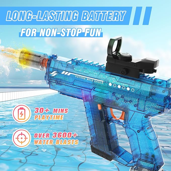 Electric Water Guns for Adults & Kids,Realistic Automatic Water Gun with 26-32 FT Long Range,800ml Large Water Tank,Splash-Resistant Design,Summer Outdoor Pool Beach Toy for Backyard Games(2 Pack)