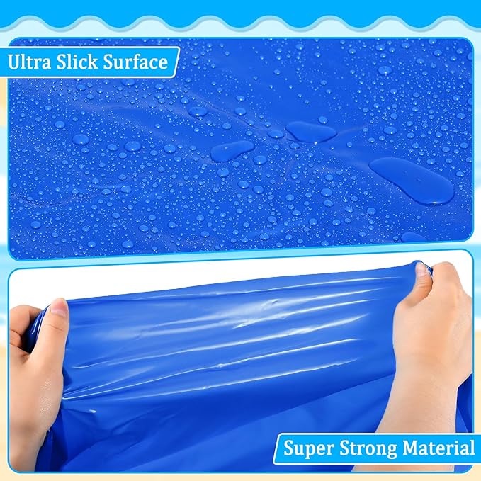 Slip n Slide, 20ft x 6ft Lawn Water Slides for Teenagers and Adults, Summer Slip Waterslides Water Toy with Build in Sprinkler for Backyard Outside Water Fun for Kids Ages 8-12(18 Stakes, Blue)