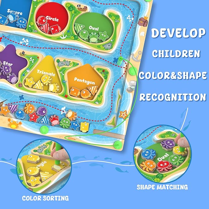 Magnetic Color & Shape Maze - Montessori Toys for 3 4 5 Year Old, Color and Shape Sorting Toys, Montessori Toys for Kids Boys Girls Gifts Ages 3+,Preschool Learning Activities