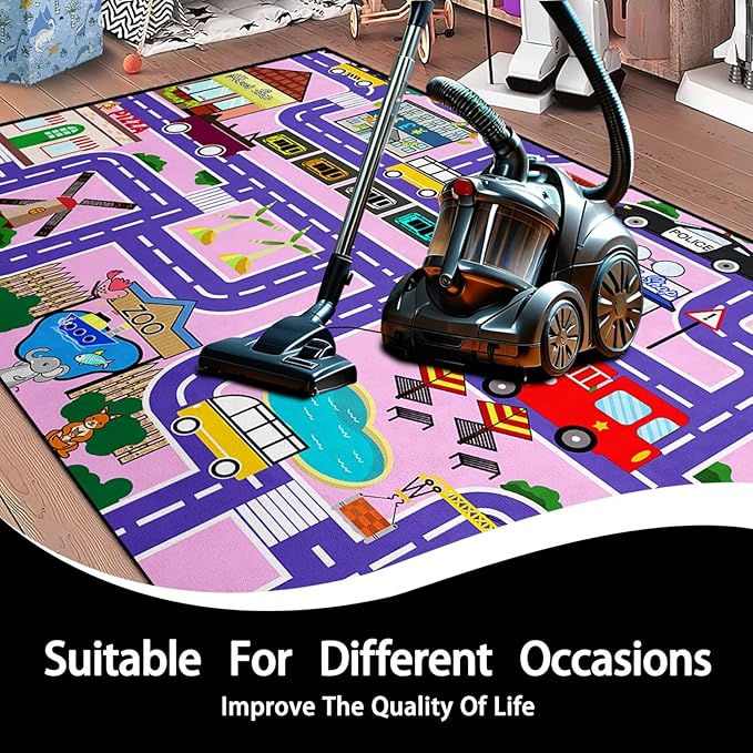 Car Rugs for Kids Toy Cars - Car Track Carpet for Boys Road Rug for Kids Bedroom Road Map Carpet for Girls Toy Play Mat Farm, 4. 5x6 Feet