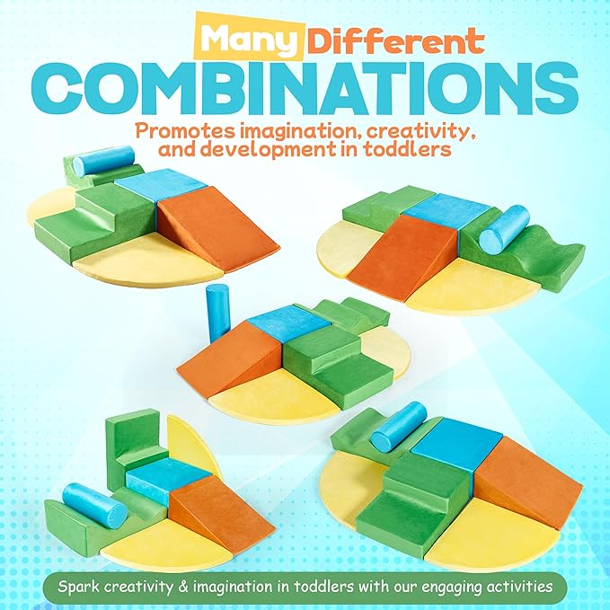 Foam Climbing Blocks for Toddlers – Soft Play Climbing for Toddlers – 7 Piece Toddler Climbing Blocks for Active Play, Motor Skills & Sensory Development