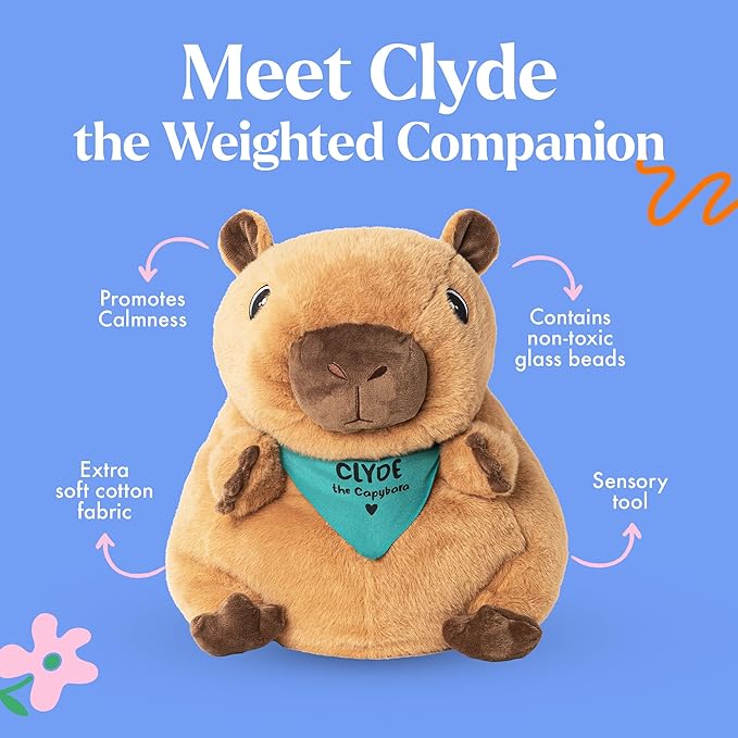 Lilly's Love Weighted Stuffed Animal, 5lb | Sensory Weighted Plush for Kids and Adults | Machine Washable Plushies w/Removable Inner | Calming Weighted Stuffed Animals for Anxiety, Clyde The Capybara