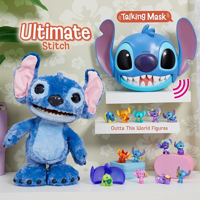 Disney Stitch Talking Mask with 25+ Sounds & Phrases, Adjustable Straps, Costume for Kids, Dress Up and Pretend Play, Toy for Fans, Boys, Girls, Kids Ages 3 and Up by Just Play