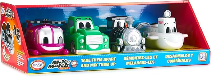Mix or Match Vehicles Junior 2, Magnetic Toy Play Set, 8 Pieces