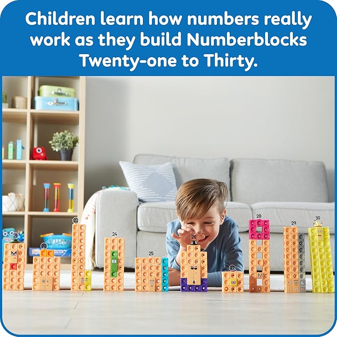 hand2mind MathLink Cubes Numberblocks 21-30 Activity Set, 20 Preschool Learning Activities, Counting Blocks, Linking Cubes, Educational Toys for Kids, Number Games, Math Manipulatives Kindergarten