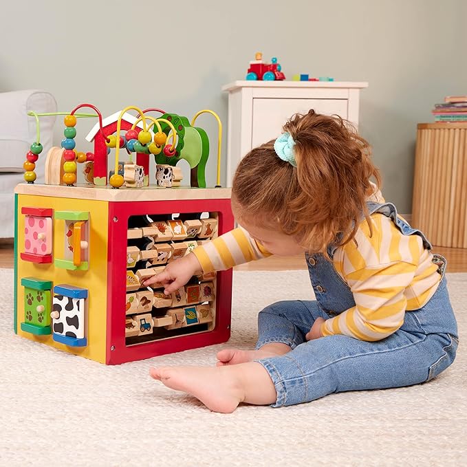 Battat - Activity Cube With Farm Theme - Educational Wooden Toys For Toddlers And Kids - 1 Year +