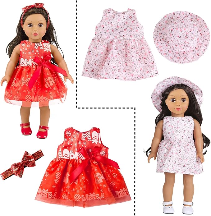 ZITA ELEMENT 24 Pcs American Doll Clothes for 18 inch Doll Clothes and Accessories - Doll Clothing Outfits Dress Swimsuits Tights for 18 Inch Dolls