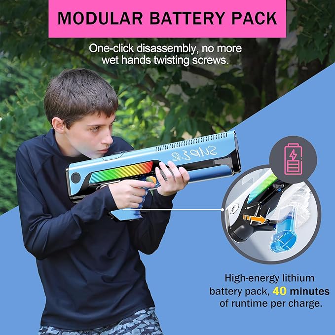 Electric Water Gun for Kids – High Powered Automatic Squirt Gun, Auto Suction Water Guns 32 FT Long Range Battery Water Blaster for Pool Beach Summer Outdoor Games