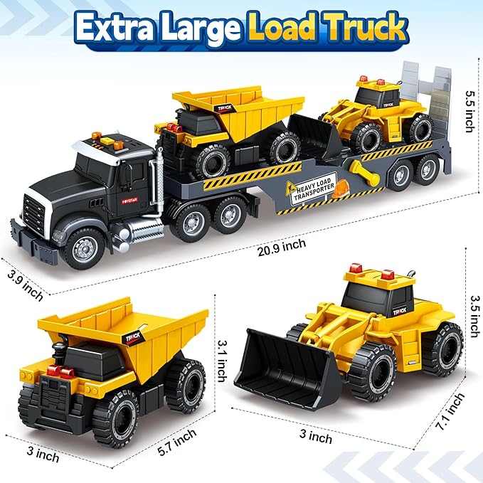 SpringFlower Boy Toys, Toddlers Truck Toy for 3 4 5 6 Year Old Boys, Extra Large Truck Toy with Sounds & Lights, Birthday Gifts for Kids Child 3 4 5 6 Years Old