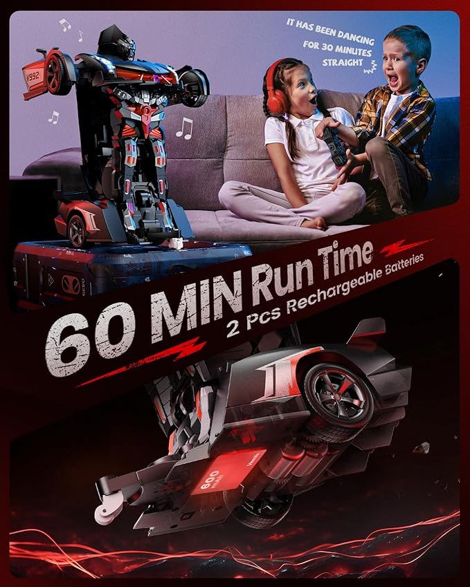 V992 Transform Robot RC Car, 1:14 Scale, 2-in-1 Robot Toy Car with Sound & Light Effects, Gesture Sensing, Automatic Deformation, Ideal Gift for Boys and Girls