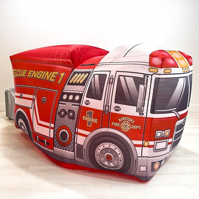 The Original Patented AirFort - Build A Fort in 30 Seconds, Inflatable Fort for Kids, Play Tent for 3-12 Years, A Playhouse Where Imagination Runs Wild, Fan not Included (Firetruck)