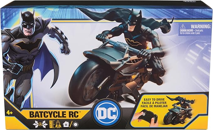 DC Comics, Batman Stealth Remote Control Batcycle with 12" Batman Action Figure, Super Hero Kids Toys for Boys and Girls Ages 4 & Up
