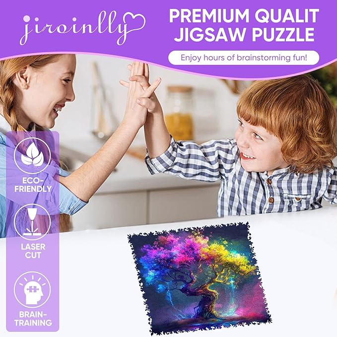 Tree of Life Wooden Jigsaw Puzzles, 500 Pieces Wooden Puzzle for Adults, Unique Shapes Family Reunion Puzzle for Adults and Kids, Beautiful Package, Best Gift for Family Friends Royal 15.9x15.6in